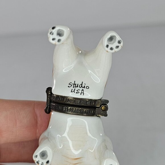 Vintage Studio USA Porcelain Bulldog Trinket Box With Bone - Picture 6 of 8